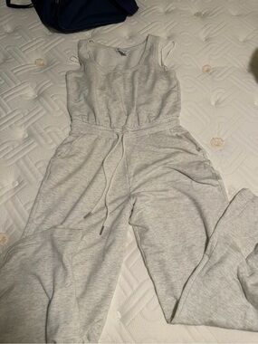 Athleta Light Gray Sleeveless Drawstring Jumpsuit